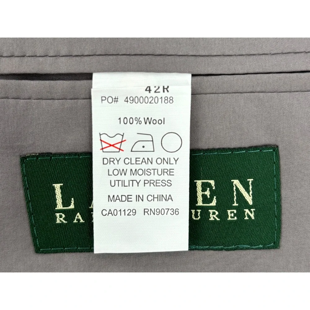 Lauren Ralph Lauren Wool Blazer‎ Sport Coat 42R Gray Plaid Classic Fit Jacket